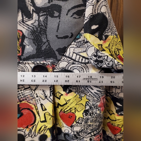 3 Sisters Vintage Multicolor Graphic Art Women's Blazer Large Buttons Sz M - Picture 12 of 13